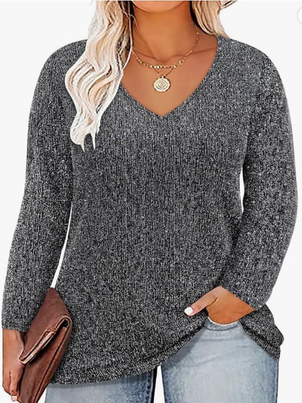 RITERA Womens Plus Size Tops Long Sleeve Shirts V Neck Tunics Fall Casual Pullov